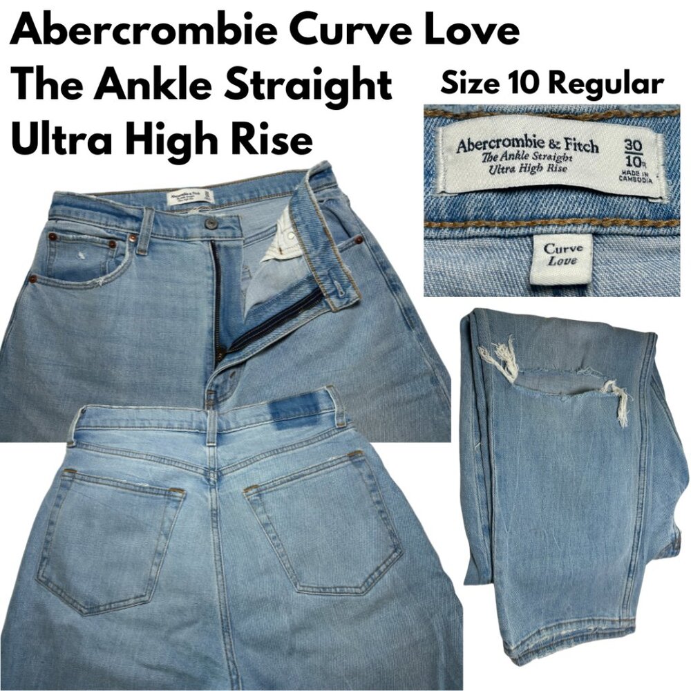 Abercrombie The Ankle Straight Ultra High Rise Curve Love Jeans Size 10
